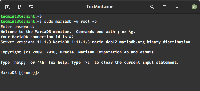 Connettiti a MariaDB