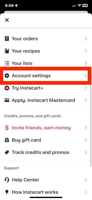 Come disattivare le notifiche promozionali e di marketing di Instacart su iPhone