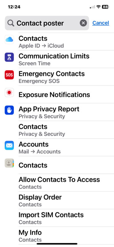 Contact Poster non si trova da nessuna parte nelle Impostazioni nonostante iOS ti chieda di configurarlo più tardi nelle Impostazioni