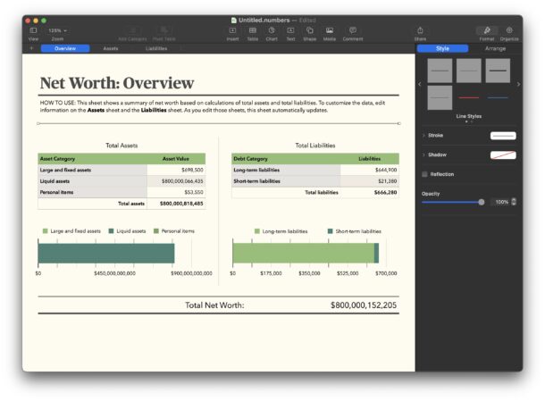 Calcola il tuo patrimonio netto con un modello Numbers su iPhone Mac e iPad