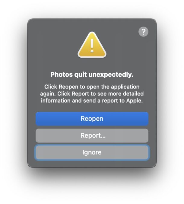 Le foto si chiudono inaspettatamente errore su Mac