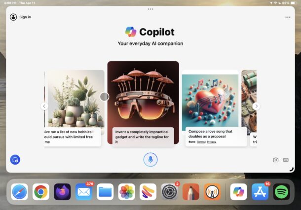 Come utilizzare GPT4 e DALL-E 3 gratuitamente con Copilot su iPhone e iPad