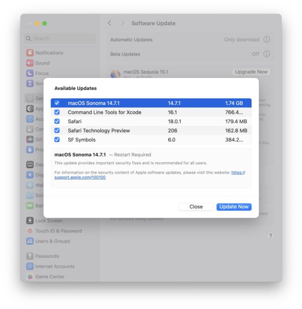 MacOS Sonoma 14.7.1