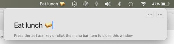 Un piccolo compito nella barra dei menu su Mac