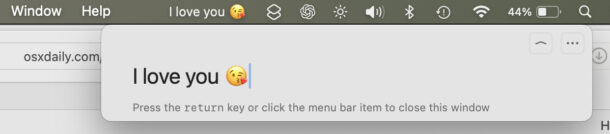 Metti una piccola nota d'amore nella barra dei menu Mac per qualcuno di speciale