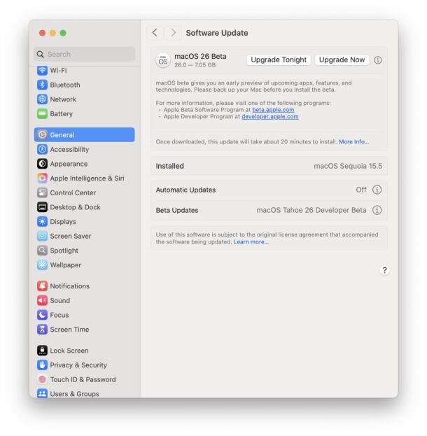 Installa e scarica MacOS Tahoe 26 Developer Beta