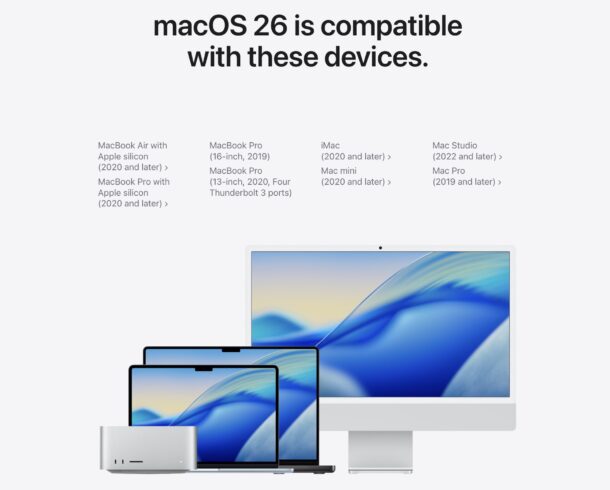 Elenco di hardware Mac compatibile con macOS Tahoe 26