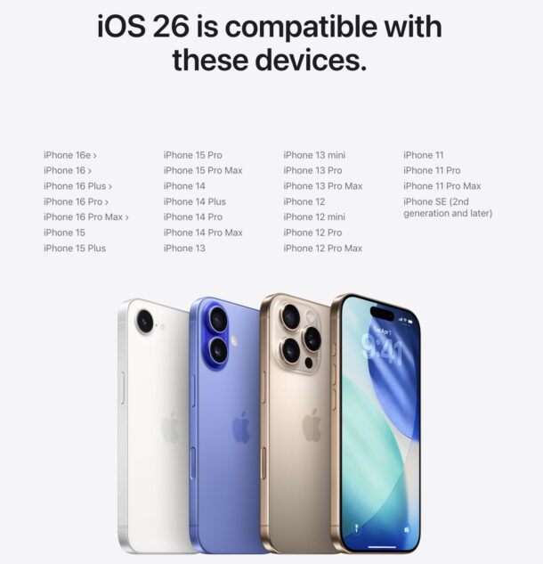IOS 26 Elenco iPhone compatibile