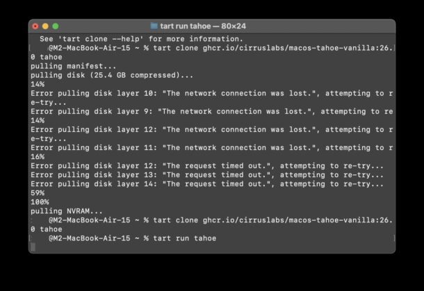 Installazione di VM crostata con macos tahoe beta
