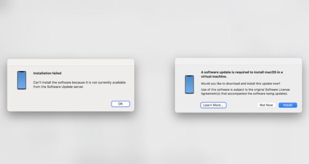 Aggiornamento del software richiesto per l'installazione di MacOS Tahoe in una macchina virtuale ma l'aggiornamento fallisce