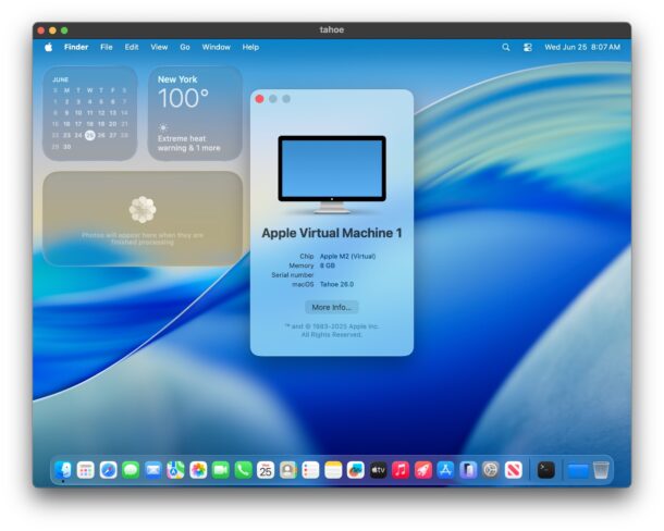 Macos tahoe 26 beta in esecuzione in una macchina virtuale aspro