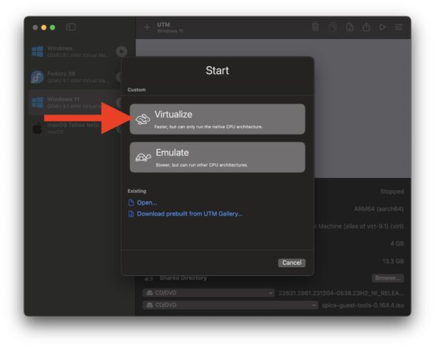 Crea un macos tahoe beta vm in utm