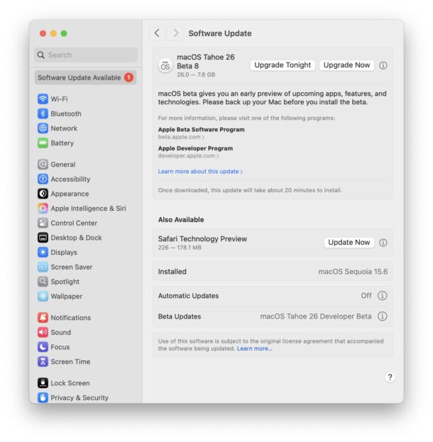 Macos tahoe 26 beta 9 è disponibile per Mac