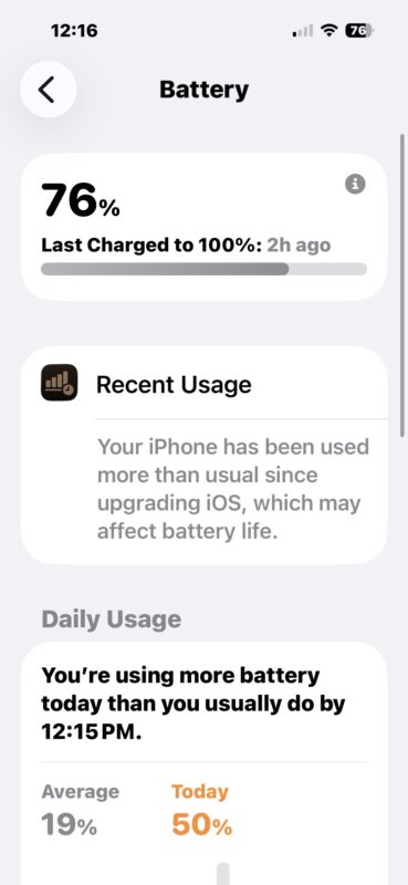 Dai un'occhiata alle impostazioni della batteria per vedere cosa sta usando la durata della batteria