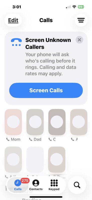 Il nuovo design dell'app Unified Phone in iOS 26