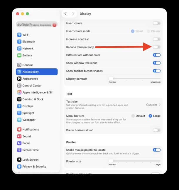 Riduci la trasparenza può fermare lo strano problema di sovrapposizione del testo in MacOS Tahoe