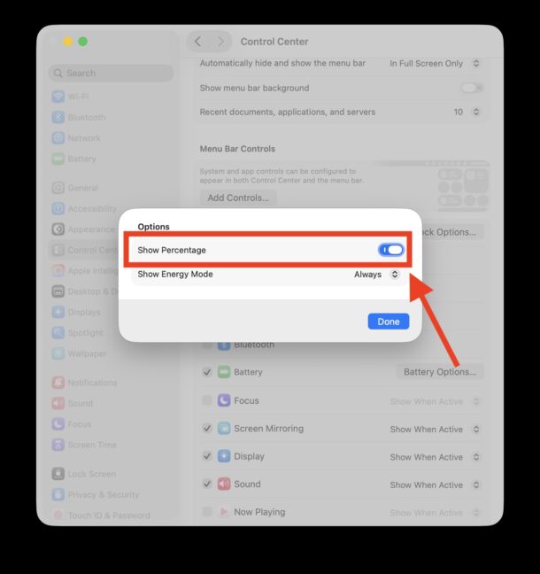 Come mostrare la percentuale della batteria rimanente sulla barra dei menu di MacOS Tahoe 26