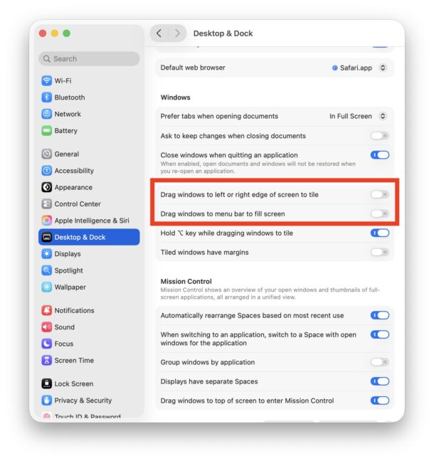 Come disabilitare il ridimensionamento automatico della finestra in MacOS