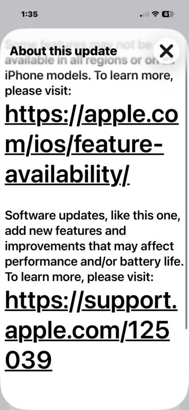 Le note sulla versione dell'aggiornamento iOS 26.1 sono lente