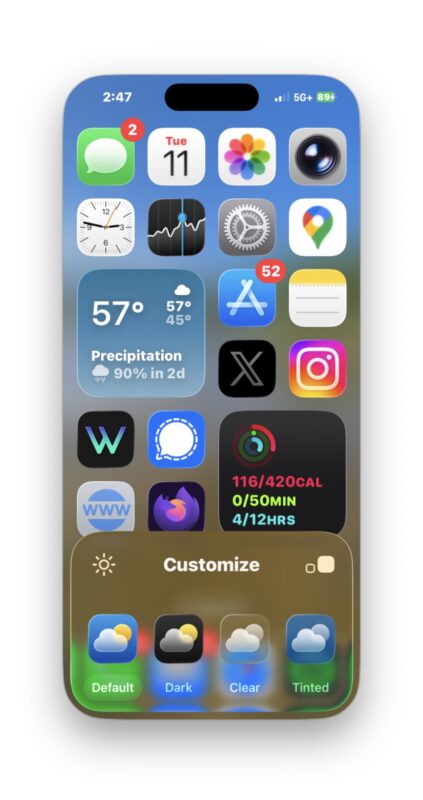 Le icone predefinite sono colori vivaci su iPhone e iPad