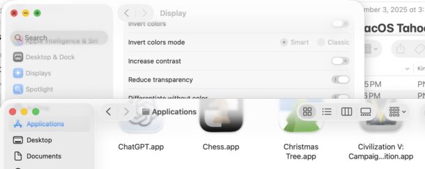 Riduci trasparenza non riduce più molta trasparenza in macOS Tahoe 26.1 ed è probabilmente un bug