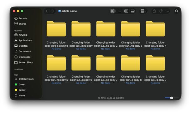 È possibile personalizzare il colore dell'icona della cartella in MacOS