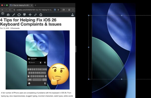Visualizzazione divisa su MacOS Tahoe a schermo intero
